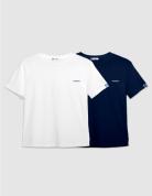 KNOU 라운드 반팔 티셔츠_White/Navy set상품 사진